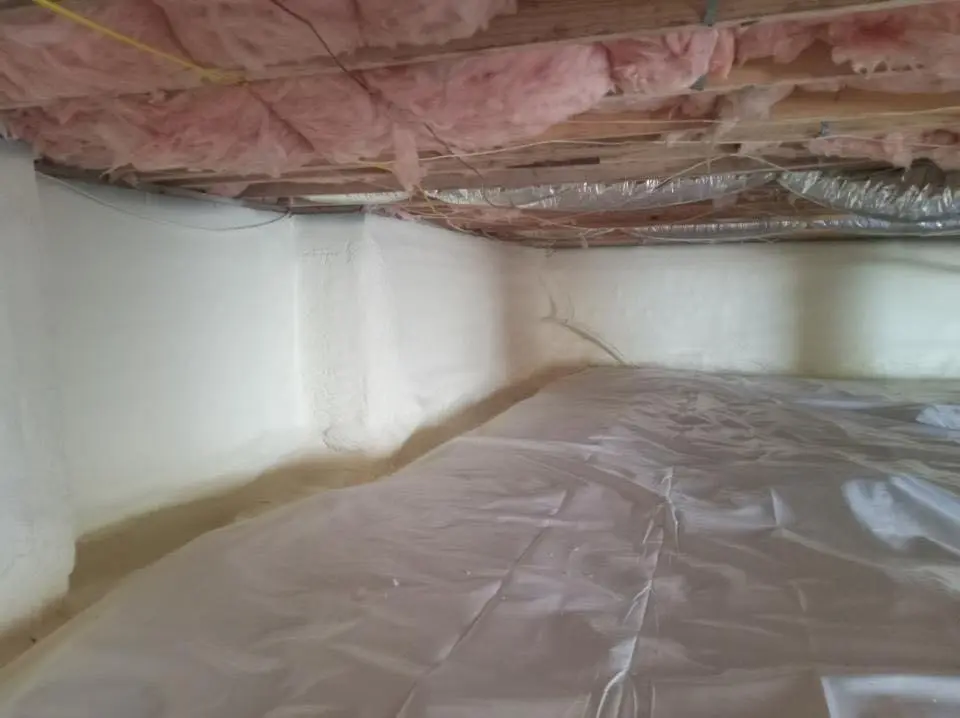 Crawl space encapsulation with closed-cell spray foam for Roof Leak Repair in Ionia